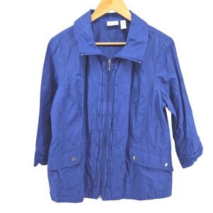 Zenergy by Chicos Sz 2 Blue Ruched Zip Up Jacket Size L Athleisure Outdoor Layer